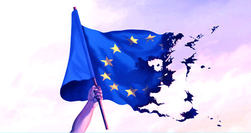 bandeira a União Europeia rasgada